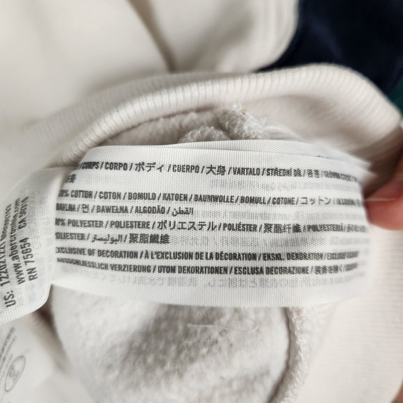 Abercrombie & Fitch Sweatshirt Womens Oversized Fleece White Navy Green Size XS - Picture 4 of 10